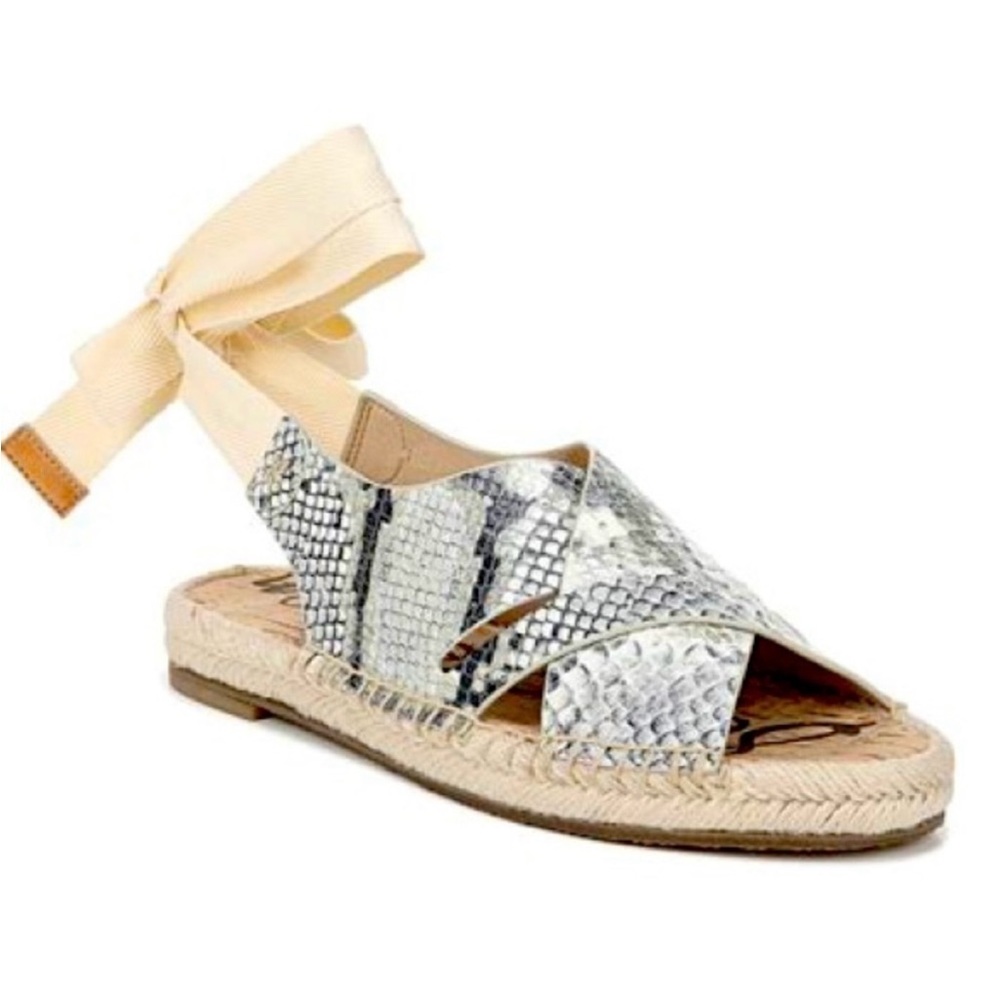 SAM EDELMAN Alisha Ankle-Tie Leather Sandals, Size 7